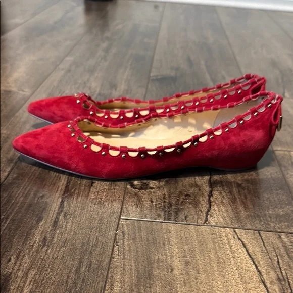 Ivanka Trump Red Suede Flats with Cutout Design - Picture 2 of 7